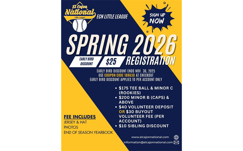 SPRING 2026 REGISTRATION NOW OPEN